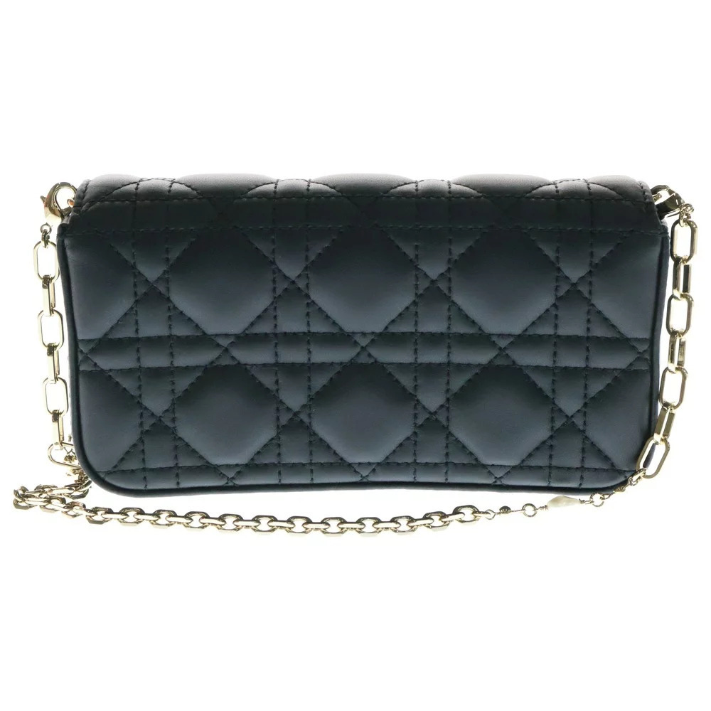 DIOR Lady Phone Clutch Shoulder Bag Chain Black Lambskin - Picture 2 of 6